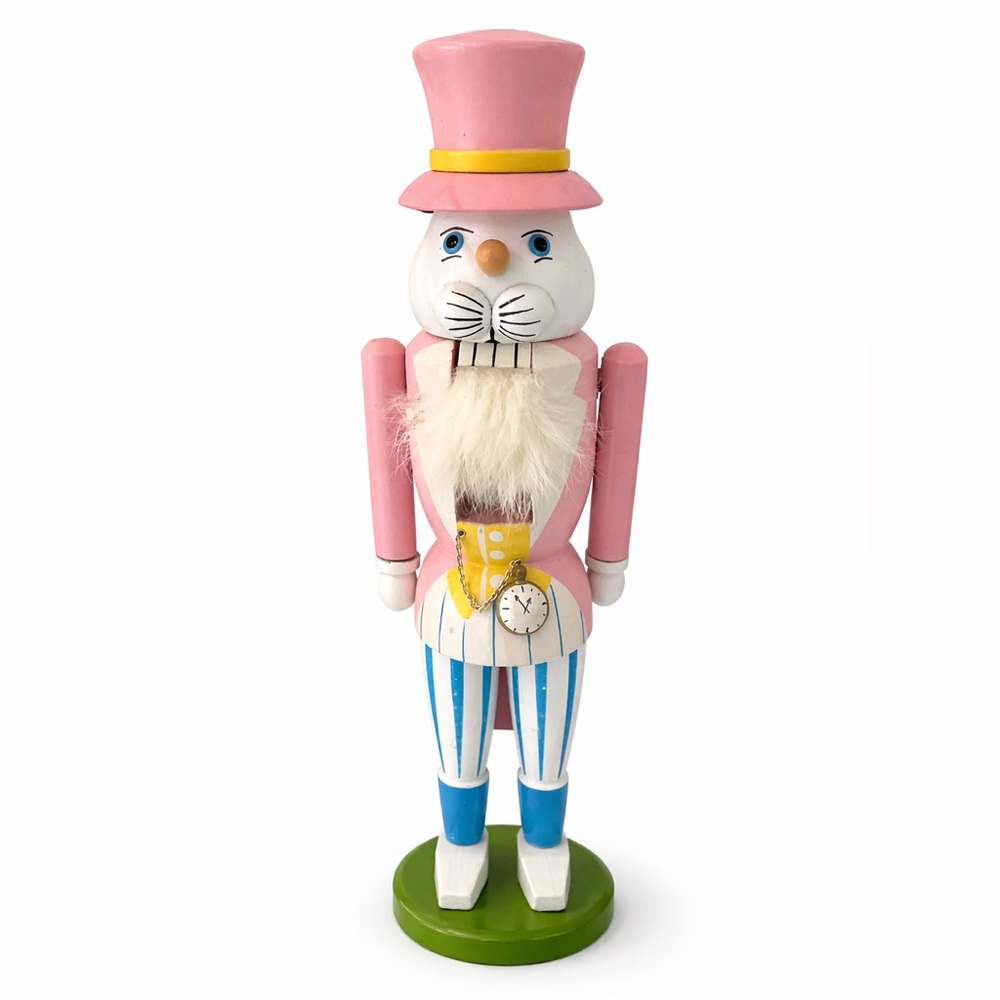 Erzgebirge Easter Rabbit Nutcracker 12.5” Pastel German Wooden Vintage Rare